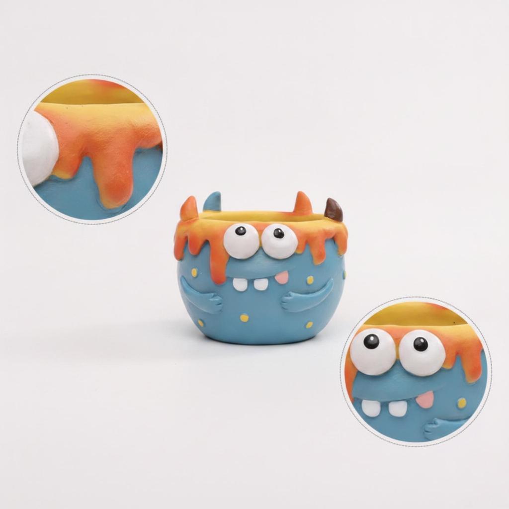 Cartoon Monster Planter Space-Saving Animal Shaped Present-Ready
