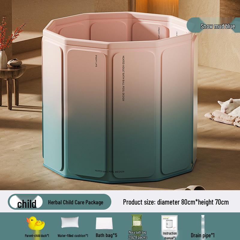 Portable Folding Bath Barrel for Adults & Children - PVC, No Installation Required