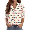 Women's 3/4-Sleeve V-Neck Shirt Printed Workwear Casual Regular Shirt Collar Top