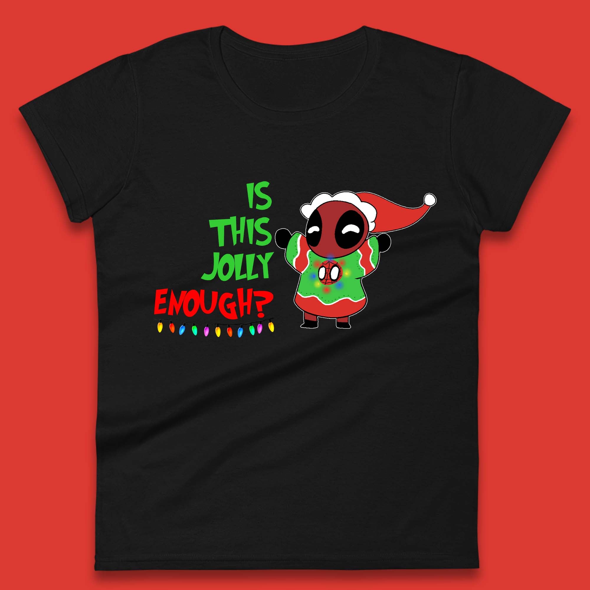 Jolly Enough Deadpool Christmas Womens T-Shirt Mens Tops Tees Unisex XL