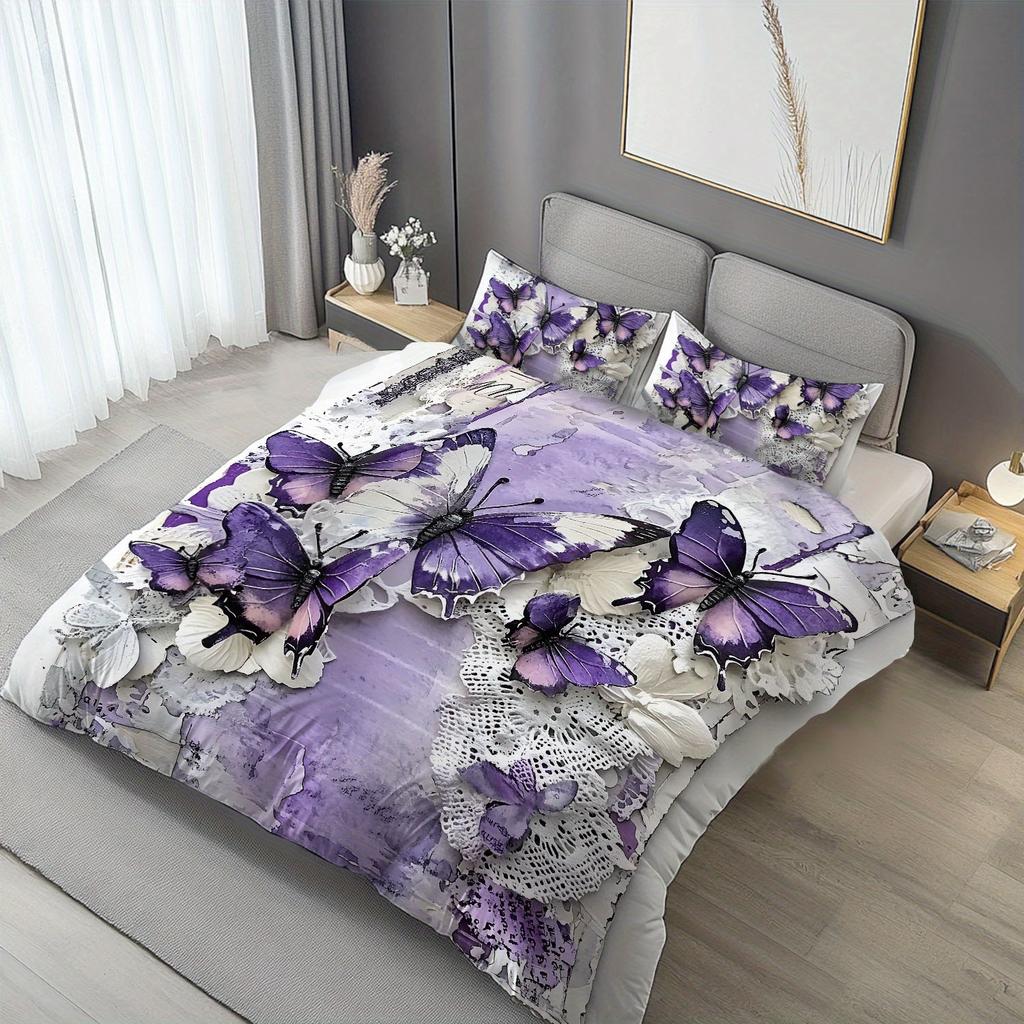 Princeznovské povlečení Motýl 3D potisk Sada povlaků na přikrývku Šetrné k pokožce Velikost pro jednoho Twin Povlak na přikrývku Dárek k narozeninám Dekorace do ložnice
