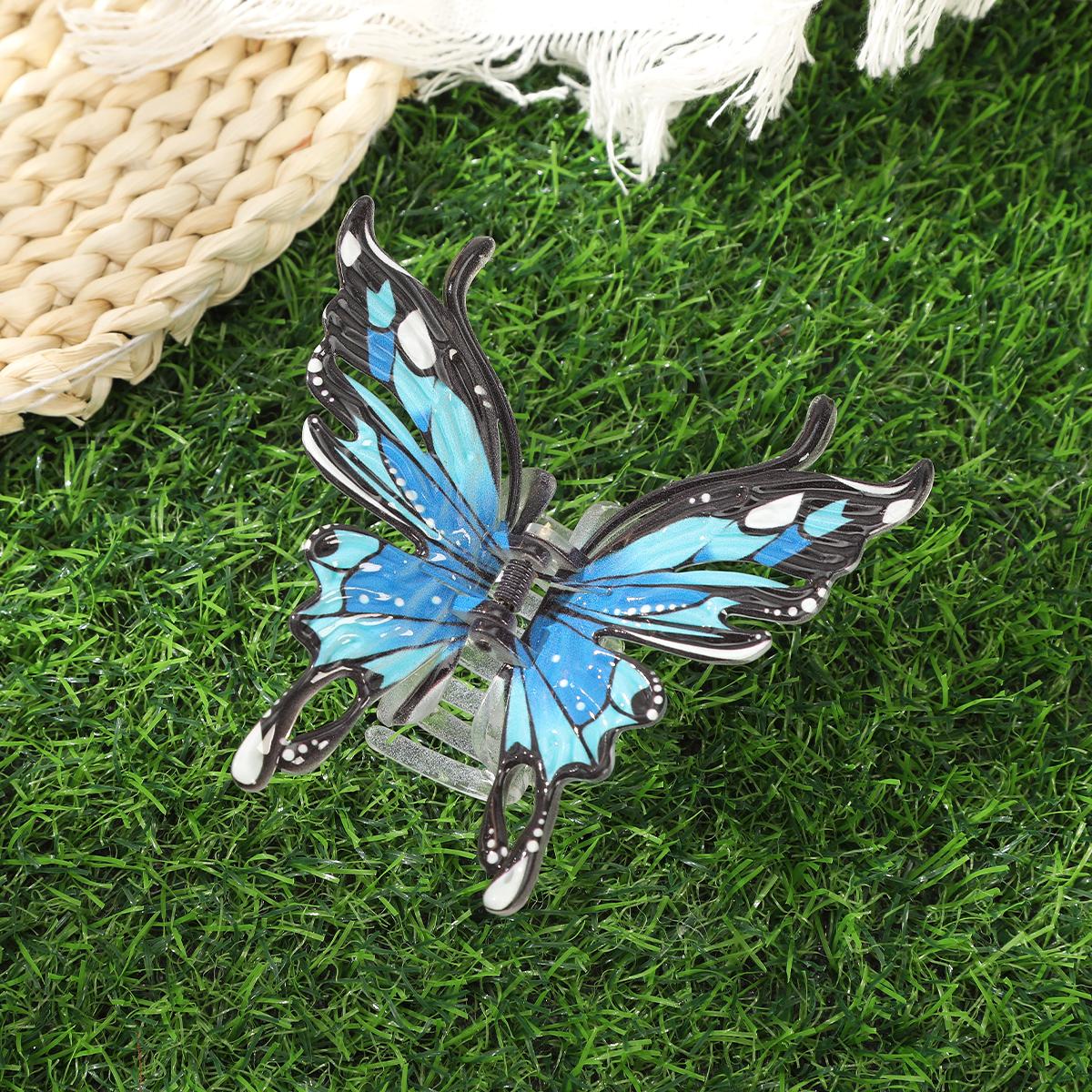 AWAYTR Multicolour Butterfly Acrylic Ponytail Hairpin for Women Girls New Gradient Thick Hair Clip Hair Claw Hair Accessories