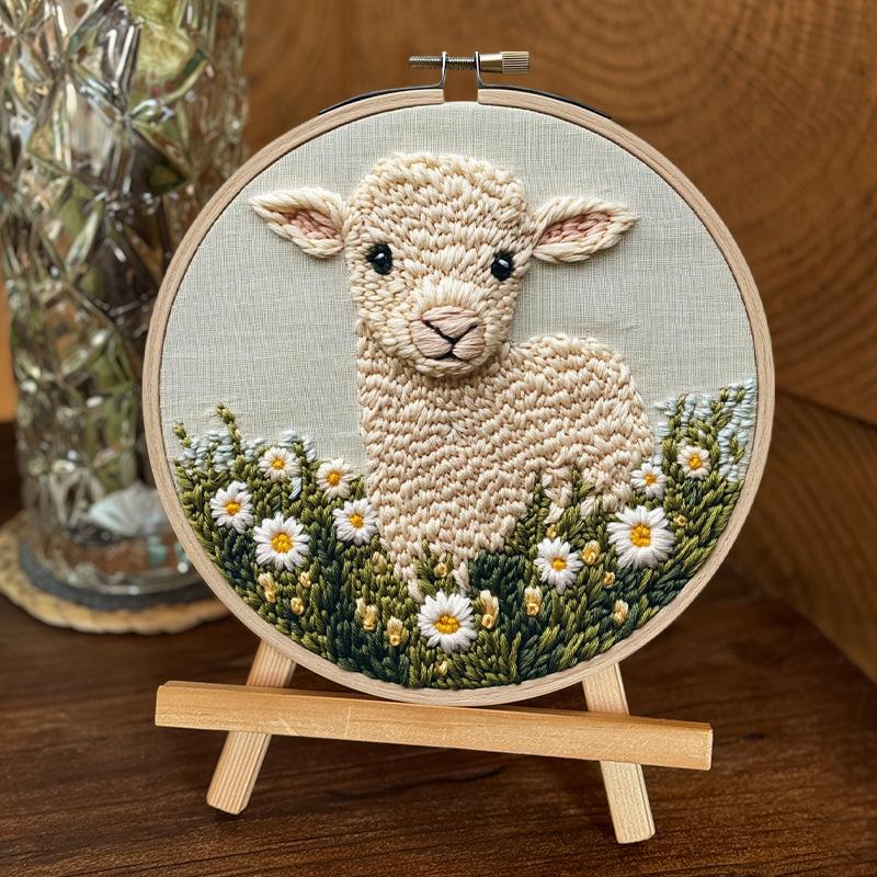 

Набір для вишивки для початківців Вишивка «Корова ромашка квітка» Набір для вишивки голкою-пуансоном Барвистий набір для рукоділля ручної роботи Включає п яльці для вишивання Тканину