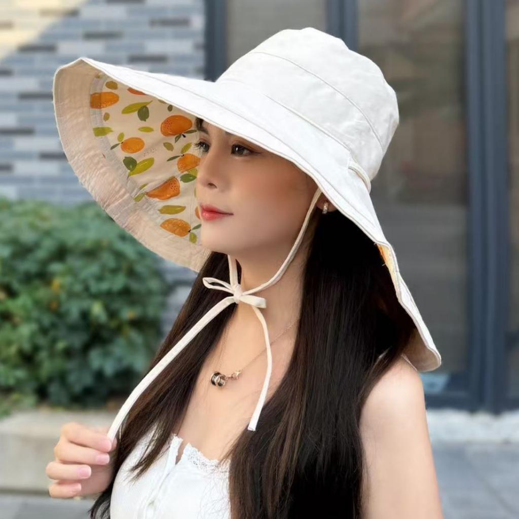 Summer new bucket hat UV protection women plus big eaves double-sided wear sunscreen hat travel beach hat sun hat