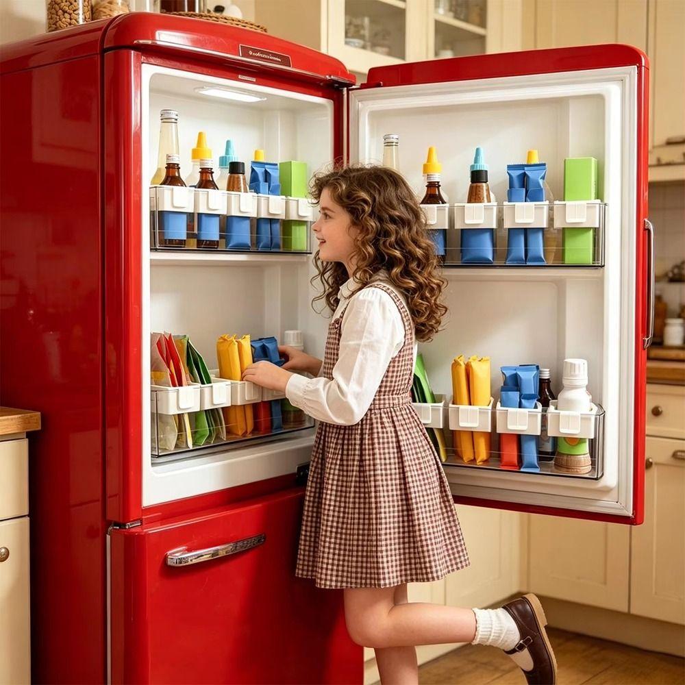 2PCS Adjustable Retractable Fridge Storage Box Hanging Fridge Storage Container  for Home
