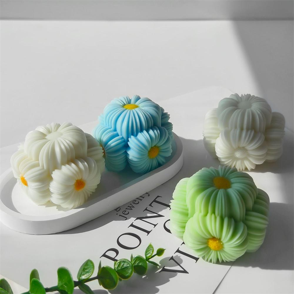 Flower Ball Candle Handmade Soap Silicone Mold DIY Sunflower Flower Aromatherapy Plaster Decoration Molds Home Decor Ornament
