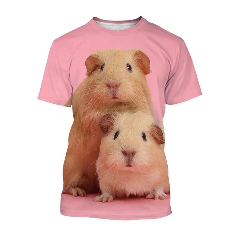 New Summer Cute Guinea Pig T-Shirt For Funny Animal 3D Printed Tees Fashion Short Sleeves Clothes Harajuku T Shirts Tops