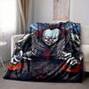 1pc It "Clown" Flannel Throw Blanket - HD Printed Lightweight Soft Warm All-Season Blanket for Sofa, Bed, Travel, Camping 019
