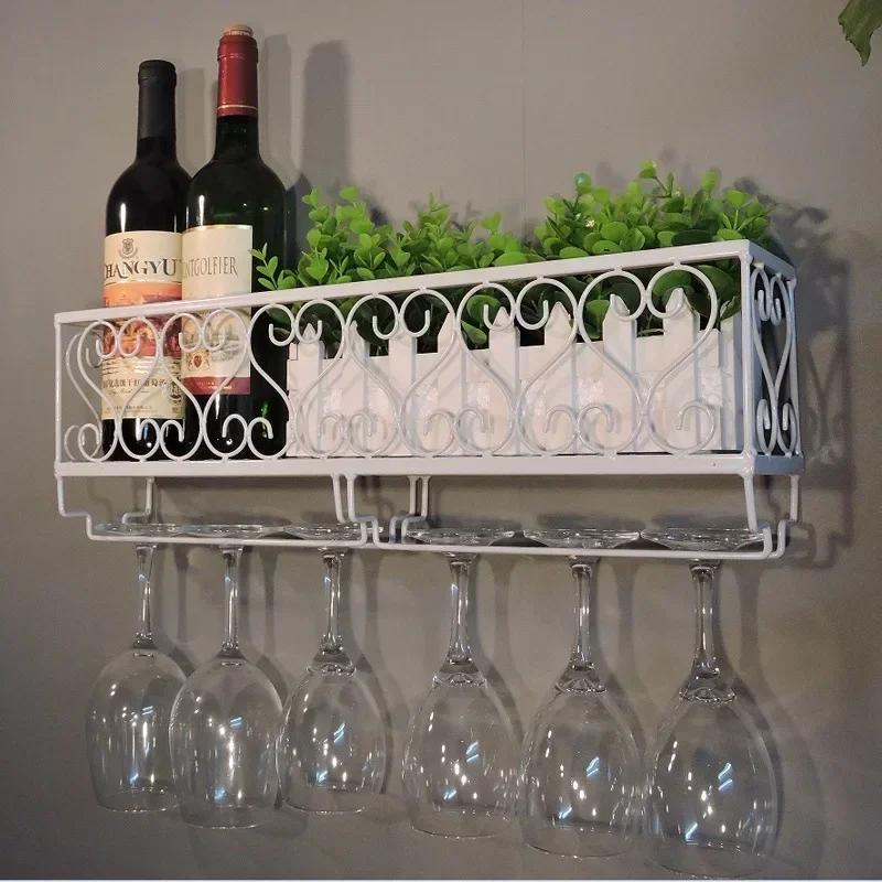 1pcs Wine Rack Cup Glass Holder Display Bar Shelf Wall Mounted Bottle Champagne Glass Hanger Holder Bar Organizer for Kitchen