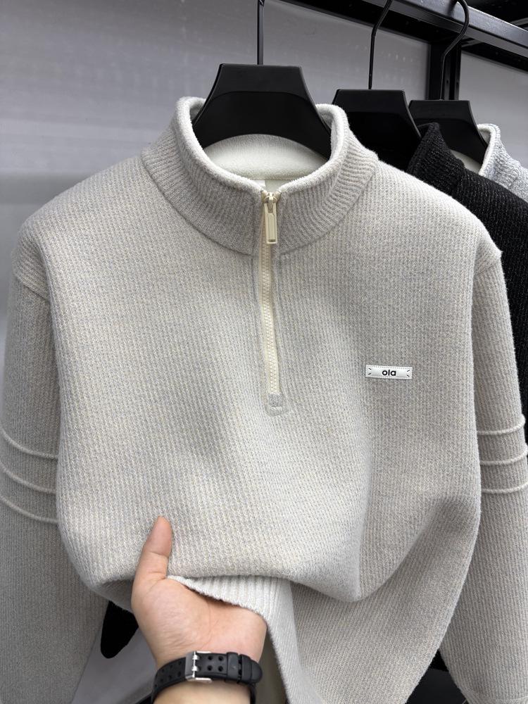 Men's Bestseller Velvet Zipper Sweater - Trendy Stand Collar Knitwear