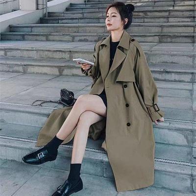 This Year's Trending Petite Korean Style Mid-Length Trench Coat for Women - 2025 Autumn/Winter Over-the-Knee Chic British Design