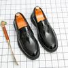 Leather Shoes Men's Loafers Platform Sole Round Head Bright Leather Business Casual Leather Shoes One Pedal Sleeve Men's Shoes British Trendy Shoes