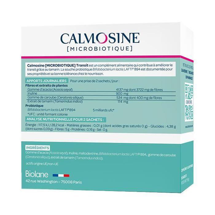 Calmosine Microbiotique Transit Bébé Probiotiques Fibres 20 Sachets