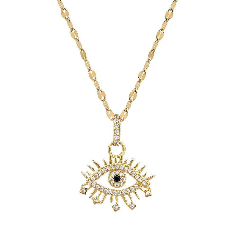 Micro-Inlaid Light Luxury Zircon Eyes Exquisite Micro-Inlaid Necklace Women'S Fashion Trend Collarbone Chain