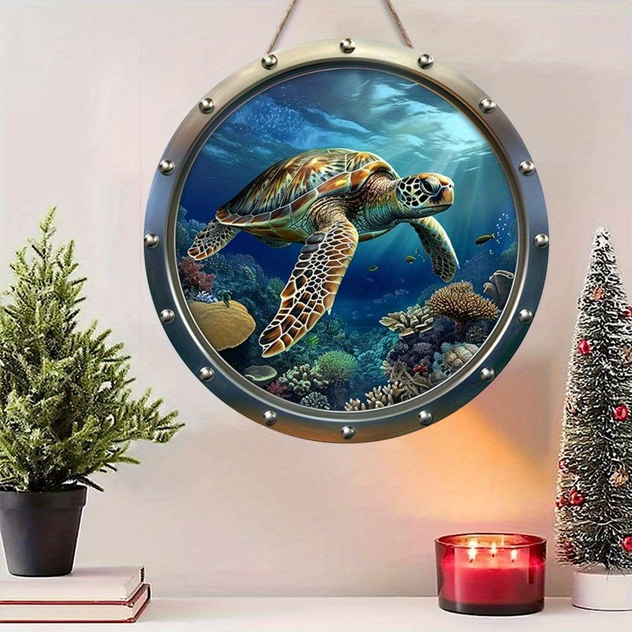 2D Flat 20cm Ocean Wooden Wall Hanging Decor - Turtle Universal Holiday Wooden Pendant, Home Decoration, Welcome Sign Party Decor, Wood Crafted Art