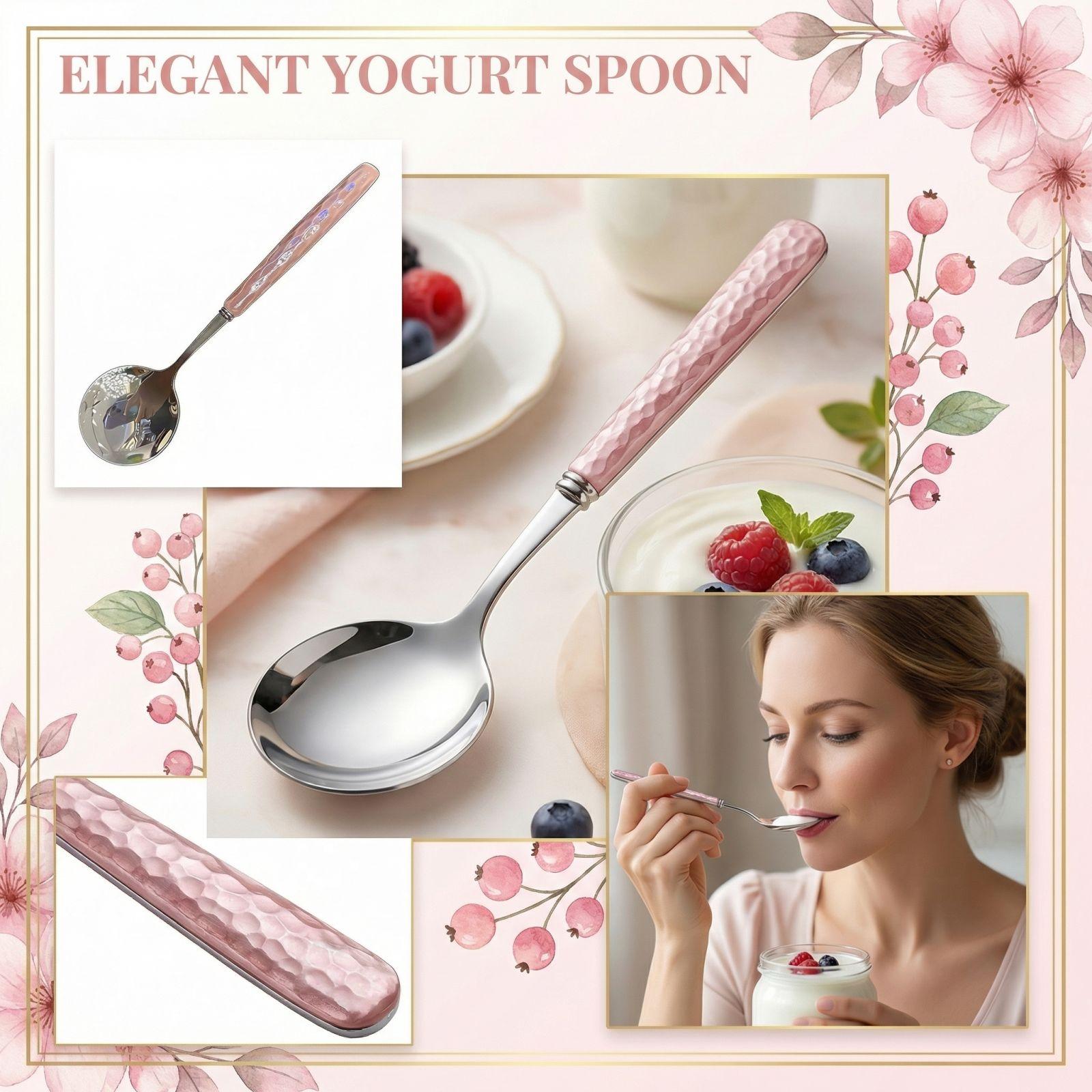 Stainless Steel Spoon Yogurt Spoon Household Exquisite Dining Spoon One Size розовый