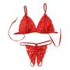 2 Pcs/Set Sexy Underwear Hollow Out Lace Solid Color Wireless Unpadded Open