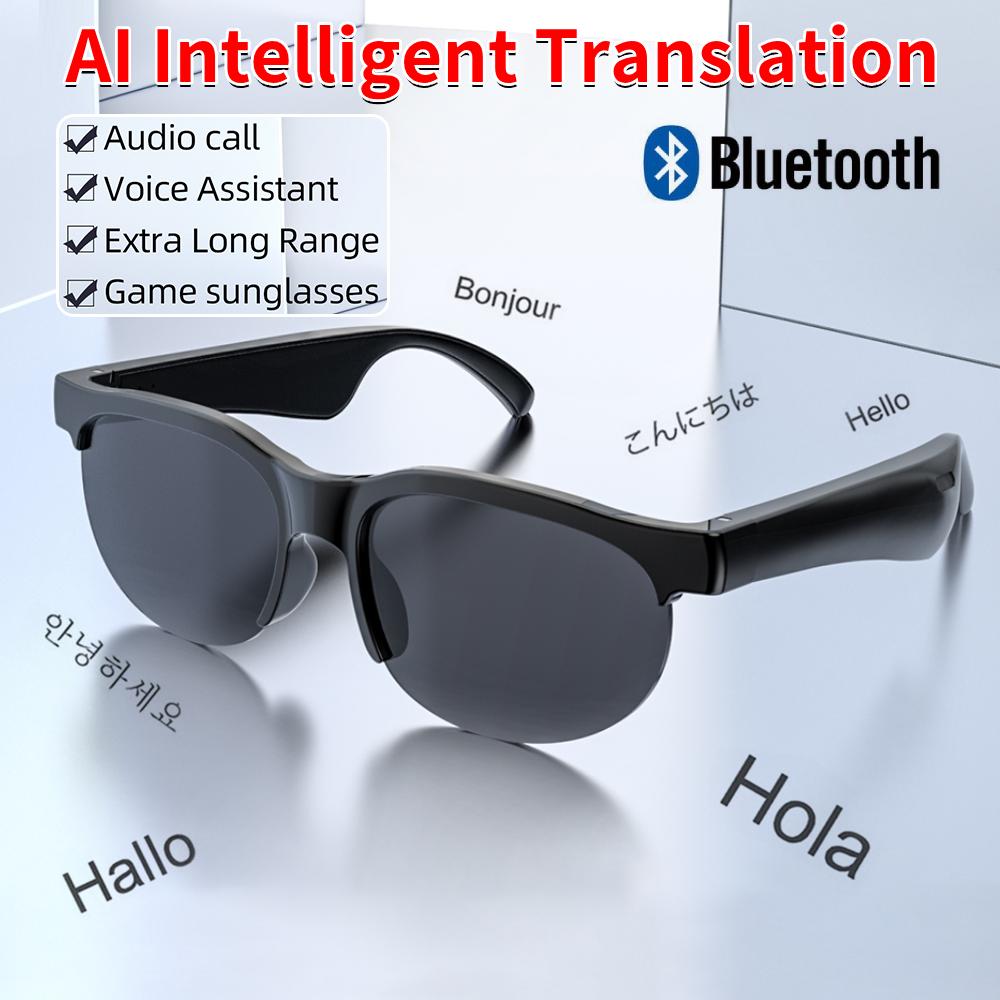 AI Intelligent Translation Glasses Bluetooth-Compatible 5.4 Smart Glasses Wireless Sunglasses Wireless Headset for Men and Women