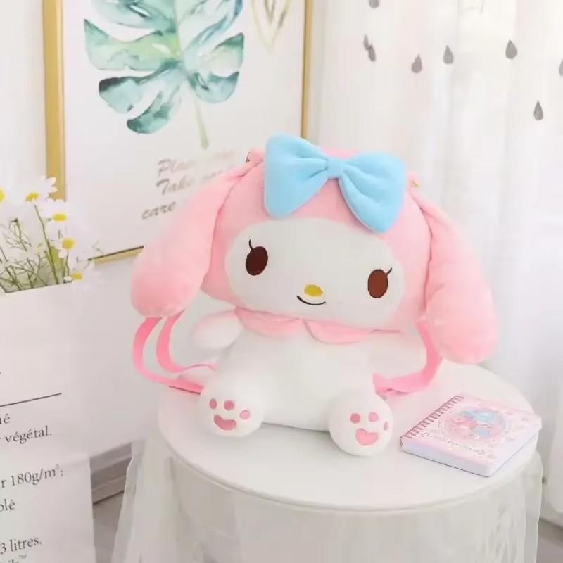 Милый рюкзак-плюш Sanrio для девочек, Милый Куроми, Синнаморолл, Моя Мелоди, Мультяшный Аниме Школьный рюкзак, Легкий дорожный рюкзак розовый