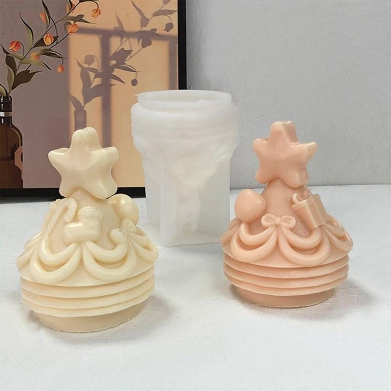 Christmas Tree Shaped Silicone Molds for Candle Soap Plaster Decoration, Fondant Silicone Molds for Chocolate Cake