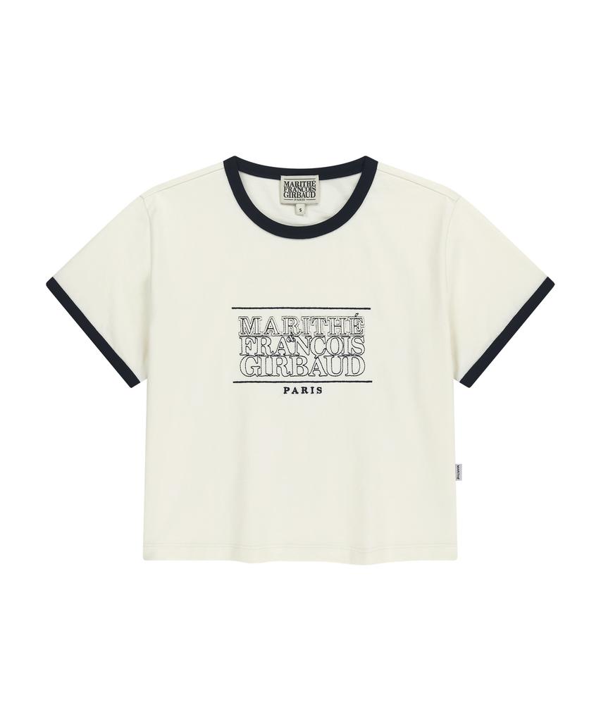 Malittepeulangsowajeobeo W Classic Logo Applique Ringer Crop Tee Ivory