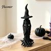 Spooky Resin Statue for Home Decor Halloween Witch Statue, Gothic Tree Figurine, Vintage Mysterious Bark Texture Art Dark Fantasy Ornament Tabletop,