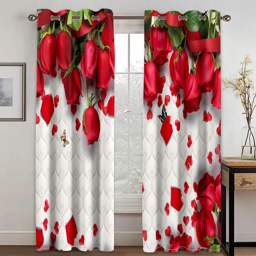 

Lovers Bedroom Window Drapery Perfect for Living Room Space DrapesDrapes2Panels for Contemporary Valentine s Day Rose Flowers Draperies Perfect W60xH100(CM)x2pcs&Hook