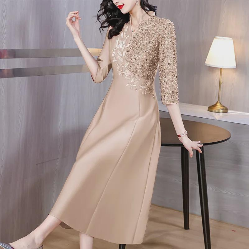 "Elegant Embroidered Mother-in-Law Wedding Dress Skirt - Summer 2024 Collection"