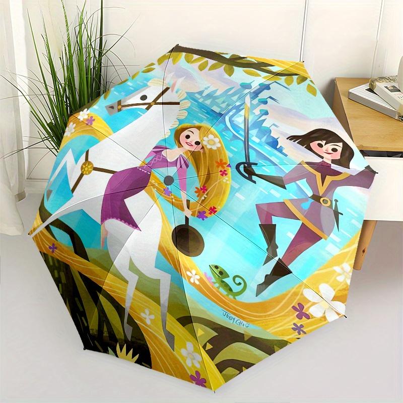 

Rapunzel,Prince Automatic Folding Umbrella Simple 8 Rib Design, Bright Cartoon Pattern, Durable Iron Frame, Suitable For Travel, Outdoor,