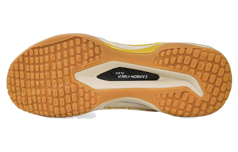 Li Ning Invincible No. ACE Cushioning Slip Resistant Low top Badminton Shoes Men's White Gold AYAR015-4