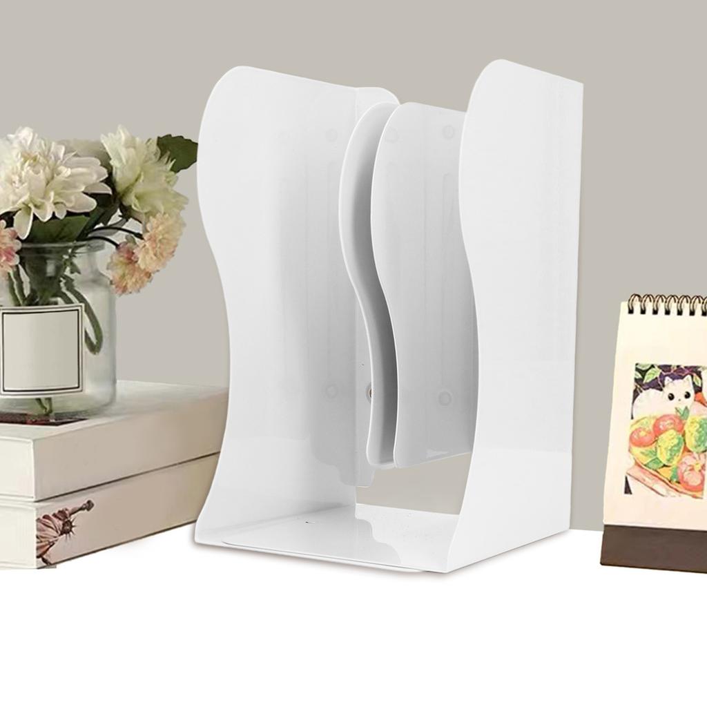 Bookends Retractable Flexible Cute Simple White Large Slim Design Metal Material Office Book Support