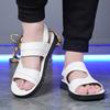 Men Black Leather Sandals Summer Brown Outdoor Hiking Sandals White Wide Head Open Toe Beach Shoes for Father Over Sized