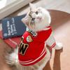 Cat Clothes Autumn and Winter Warm Fleece Baseball Jersey Sweater Cardigan Into Cat Kitten Bipedal Dog Pet Clothing