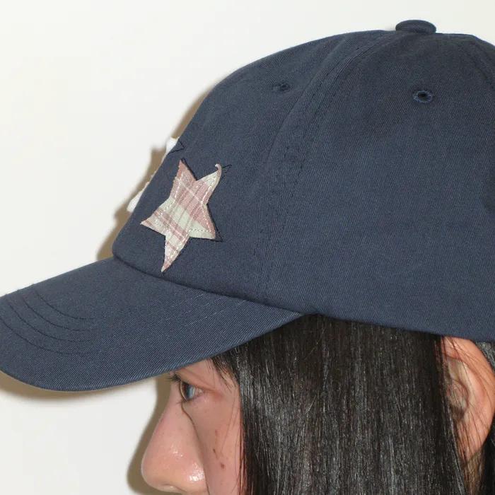 STAR PATCH MIXED APPLIQUE BALL CAP NAVY