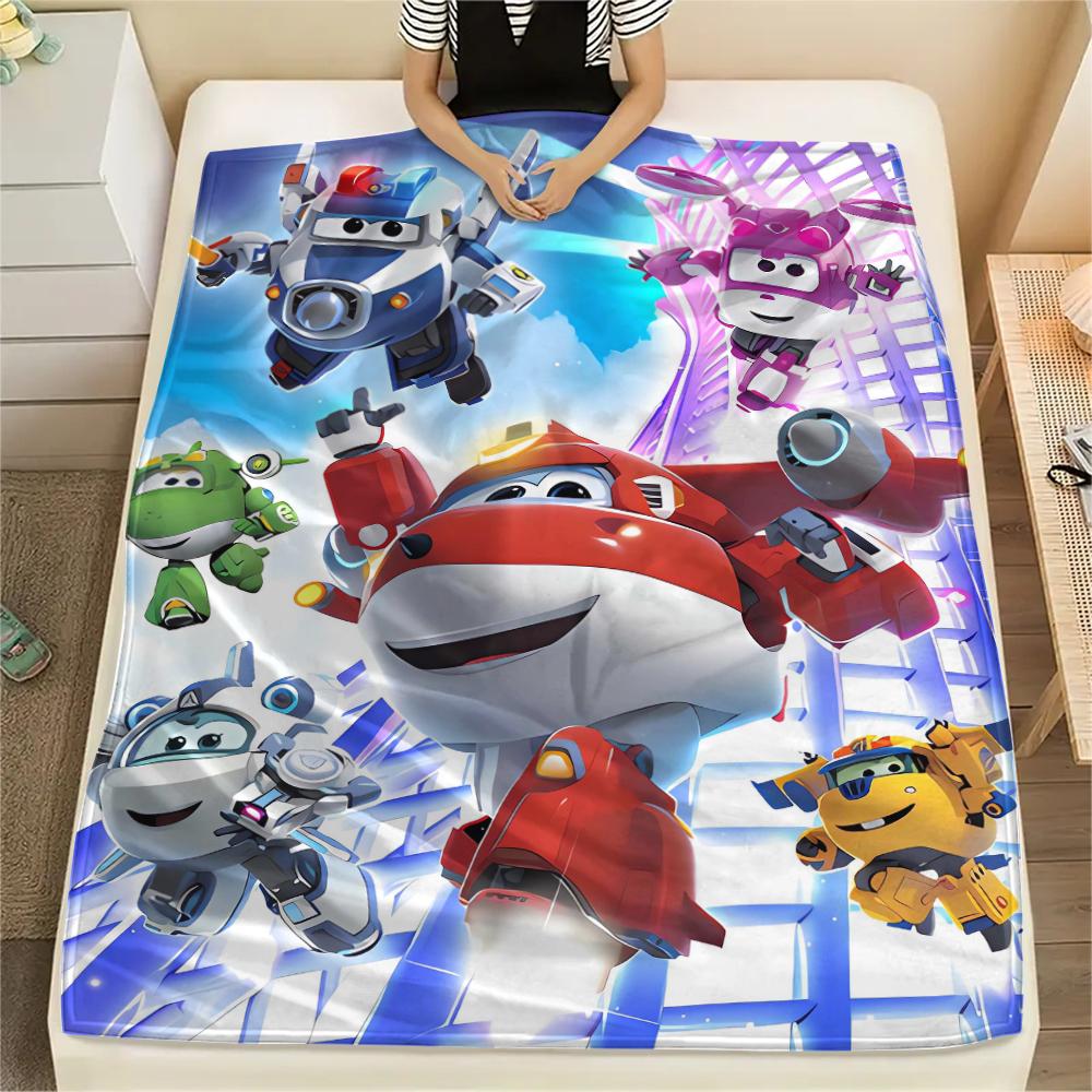 1 ks Flísová deka s potiskem Super Wings, Vysoce kvalitní, Pohodlná pro všechna roční období, Domácí dekorace, Teplo a pohodlí, Perfektní jako vánoční dárky