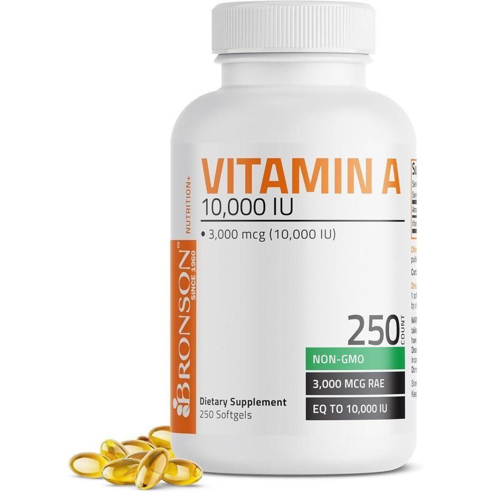 Bronson Vitamin A 10,000 IU 3,000 mcg Retinyl Palmitate 250 Tablets 1 pcs