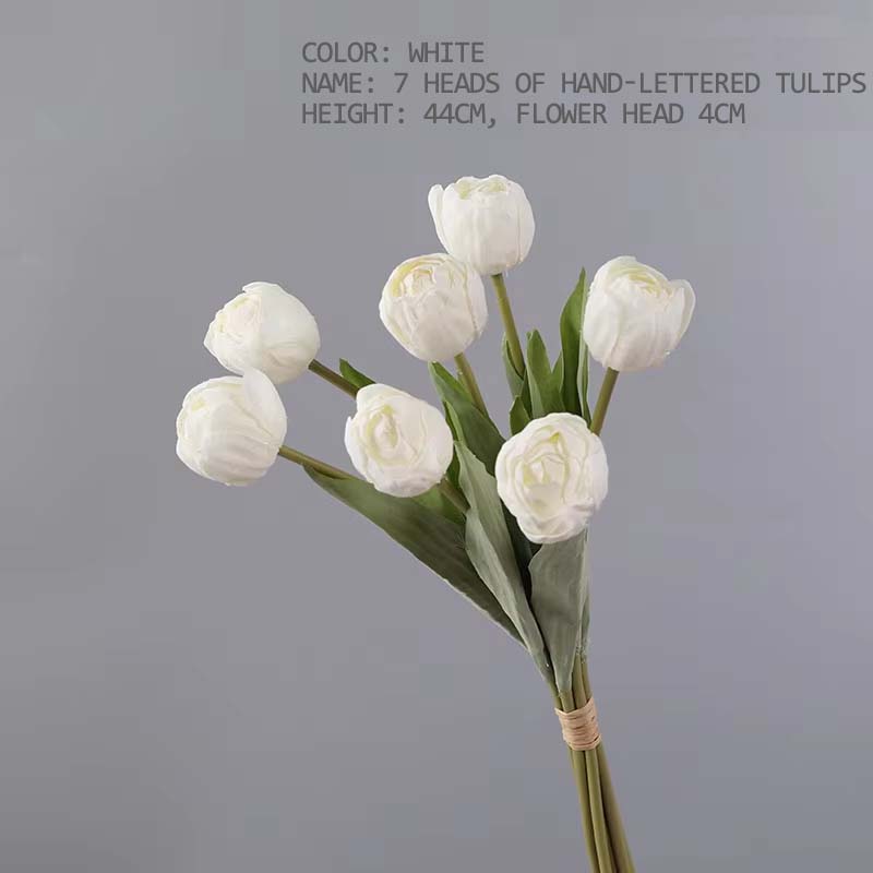 7 Heads High Quality Artificial Silk Cloth Tulip Flower Bundle For Wedding