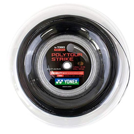 Yonex Poly Tour Strike 200m Roll Tennis Cool Black (PTST120/PTST125/PTST130-2) String, Polyester, 1.30mm Gauge, (730) [Used]
