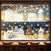 Christmas Village Window Decoration 2Pcs Town Static Glass Sticker Reusable Decal with Snowflake Indoor Outdoor Stickers Pattern Decorative
