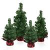 15/20/30cm Mini Christmas Tree with Plaid Base Pine Needle Branches for Christmas Home Tabletop Decoration Artificial Xmas Tree
