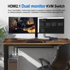 8K60Hz 4K120Hz HDMI USB 3.0 KVM Switch 2 Port Dual Monitor Extended Display KVM Switcher