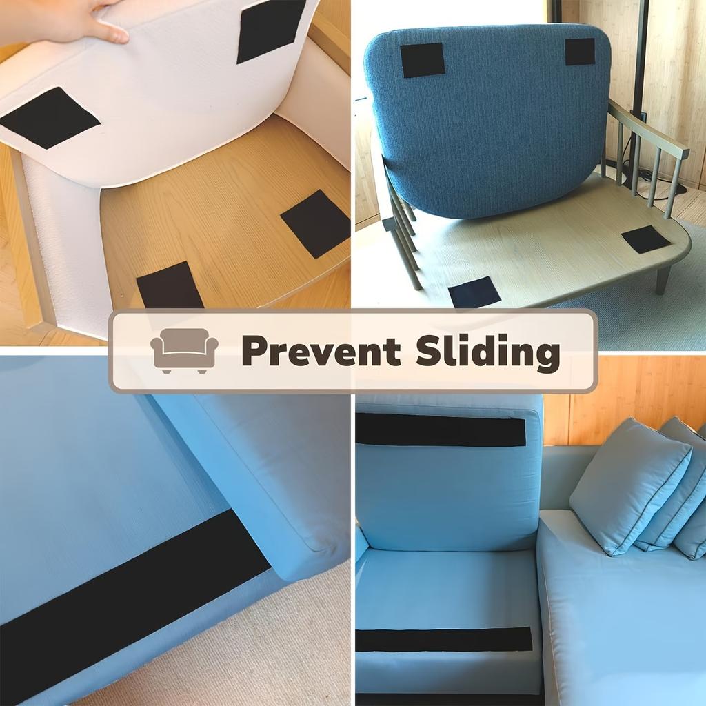 1pc Couch Cushion Non Slip Pads To Keep Couch Cushions from Sliding, Hook and Loop Tape with Adhesive for Smooth Surfaces