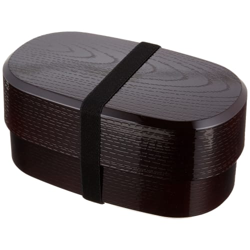 Tatsumiya HAKOYA Range Club Men's Oval Wood Grain Lunch Box, Dark Brown, 51570