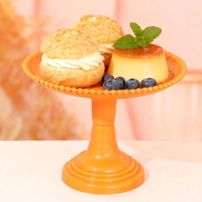 Slip Resistant Base Tall Dessert Display Stand Snacks Fruit Serving Plate Elegant Plastic Construction for Celebration