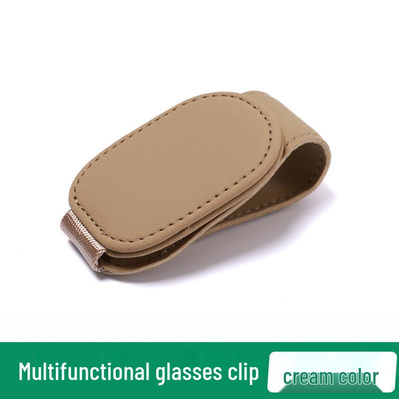 Multi-Function Leather Car Visor Storage Clip for Sunglasses and Cards