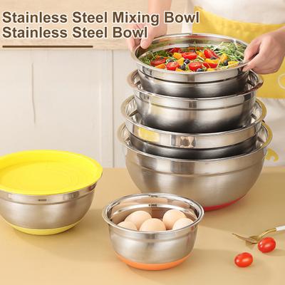 Ciotola per mescolare con coperchio Set grande capacità Fondo antiscivolo Superficie lucidata Ciotola per insalata
