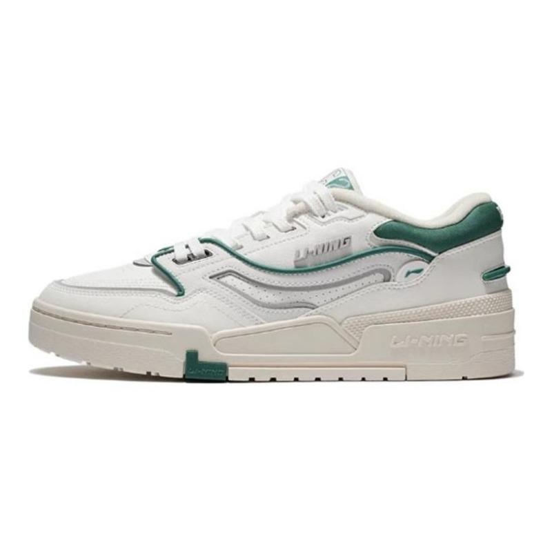 Li-Ning 001 BTC Fabric Suede Low Top Men Skate Shoes White Green AGCS023-1 44