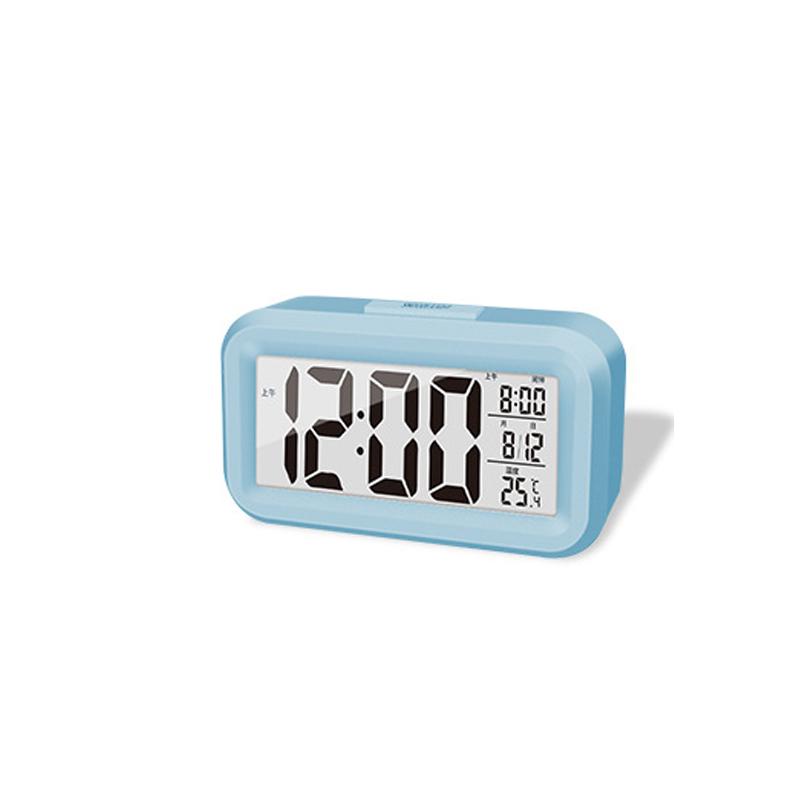 Despertador Digital Inteligente Preto Branco Visor LCD com Temperatura Calendário Temporizador Luz LED para Quarto Escritório (Sem bateria)