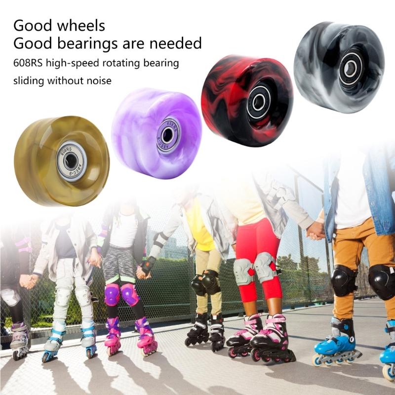 Roller Skate Wheels with Wrench, Quads Roller Skate Wheels Double Row Skating Skateboard Quads Skate Replacement Wheels