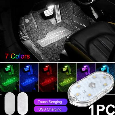 5V USB Şarj Araba Atmosferi Dokunmatik Işık Velcro Kurulum Dokunmatik Sensör Anahtarı 6 LED Ampuller Işıklar Otomatik Çatı Tavan Okuma Lambası Araba Kapı Uyarı Işığı